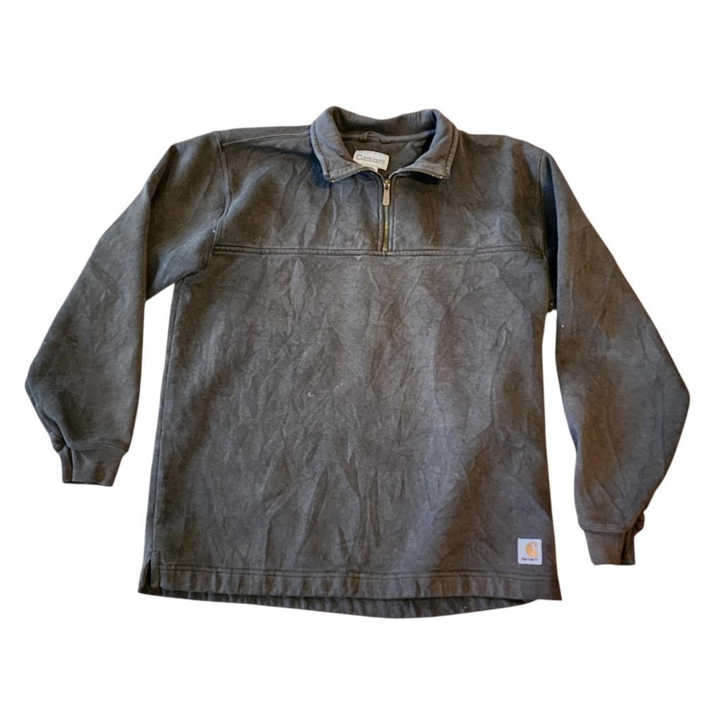 Carhartt Quarter Zip Sweater Mens Medium Green Pullover Mock Neck